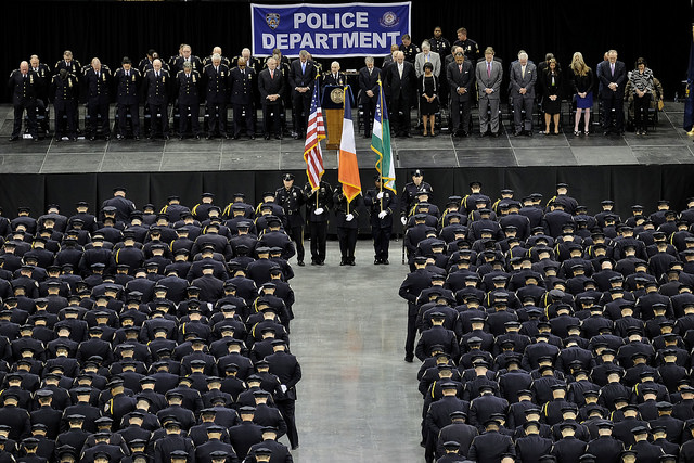 A photo of a police department graduation.