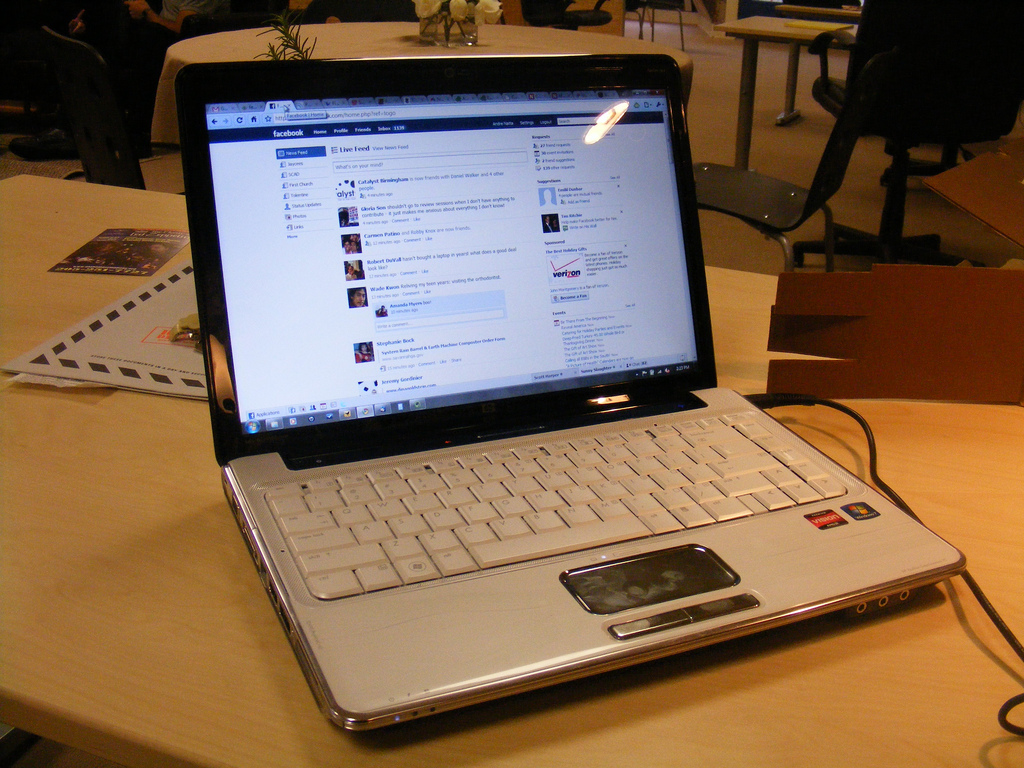 A laptop open to Facebook