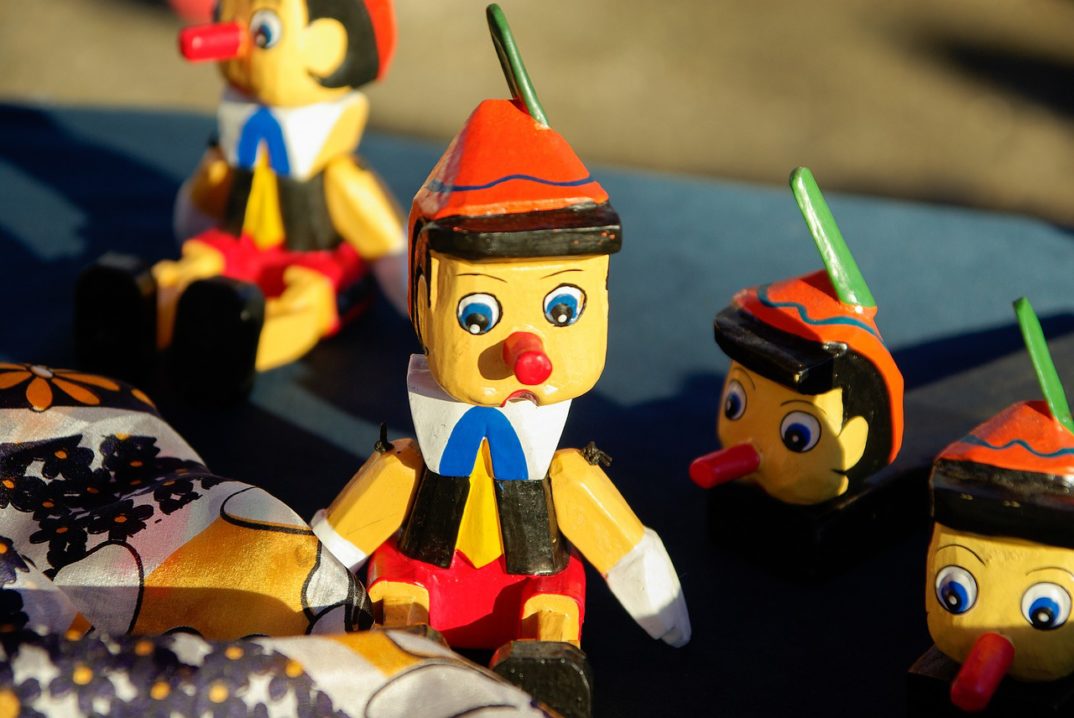 A photo of a Pinocchio doll.