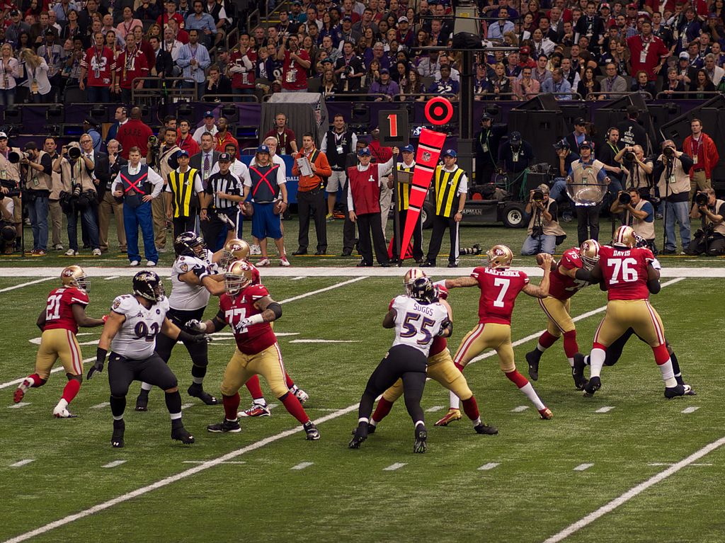 A photo of Colin Kaepernick playing in Super Bowl XLVII