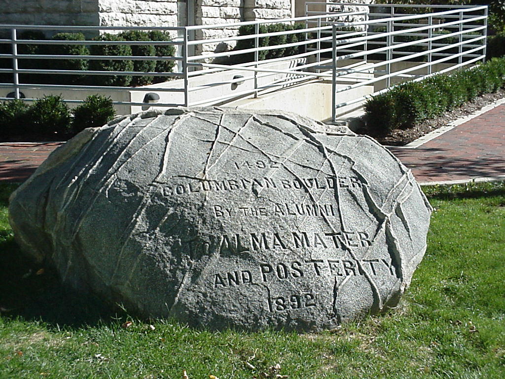 A photo of the Depauw boulder.