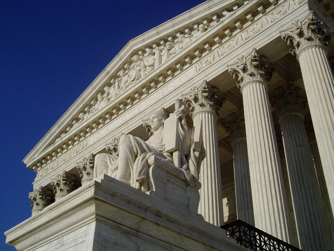 A low-angle shot of the U.S. Supreme Court
