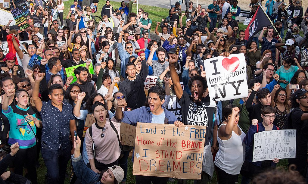 An image of a DACA protest in Columbus Circle