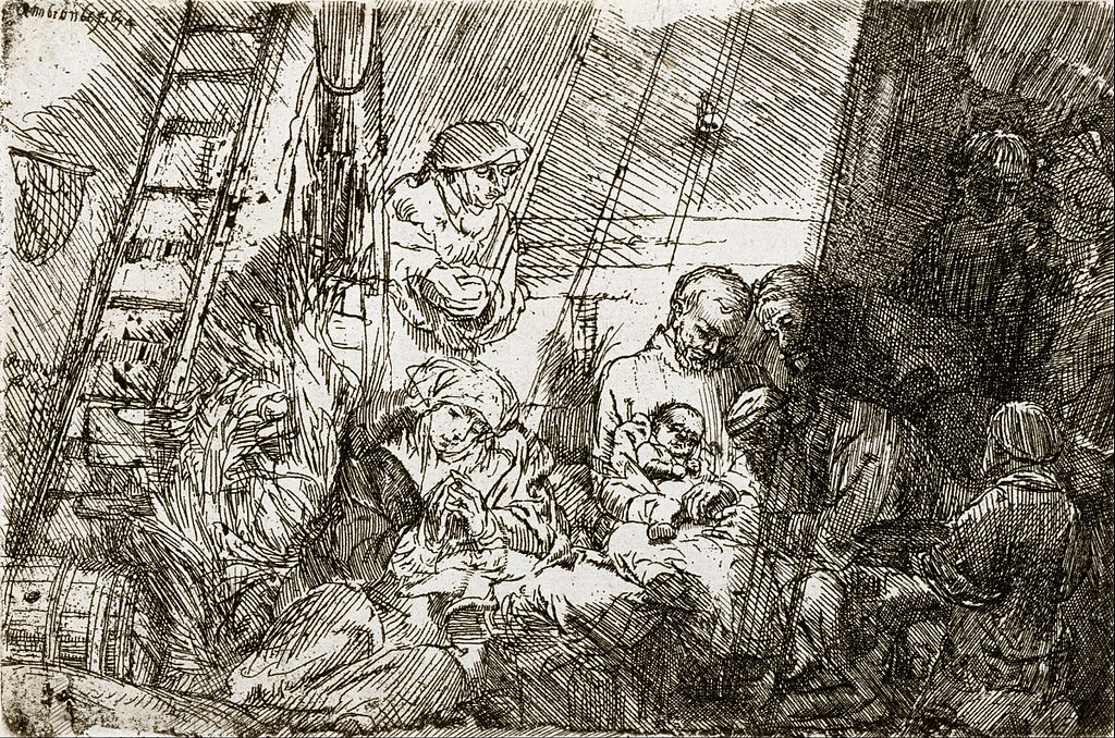 a Rembrandt drawing of a ritual circumcision