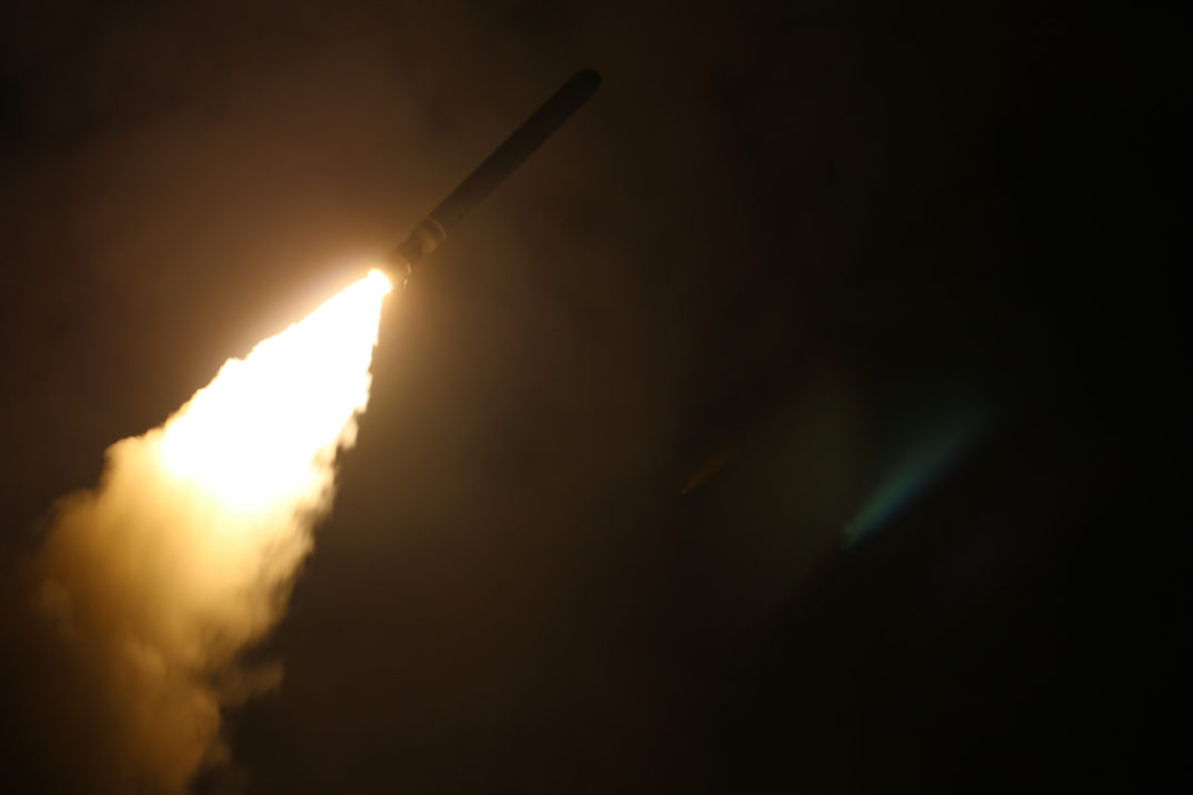 image of a missile being fired from a battleship