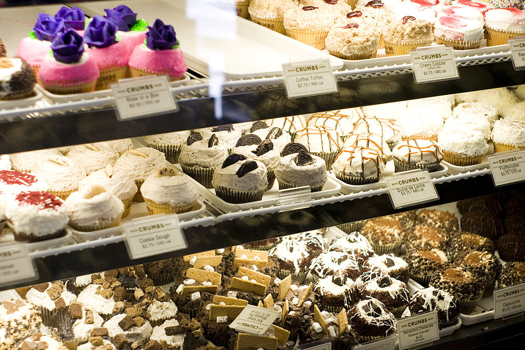 Photo of cakes in a display case