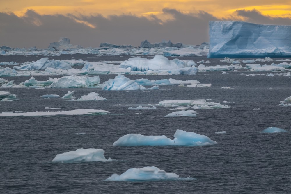 photograph of floating ice in Antartica