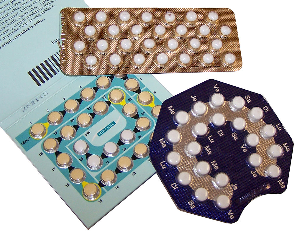 Photograph of three different brands of birth control