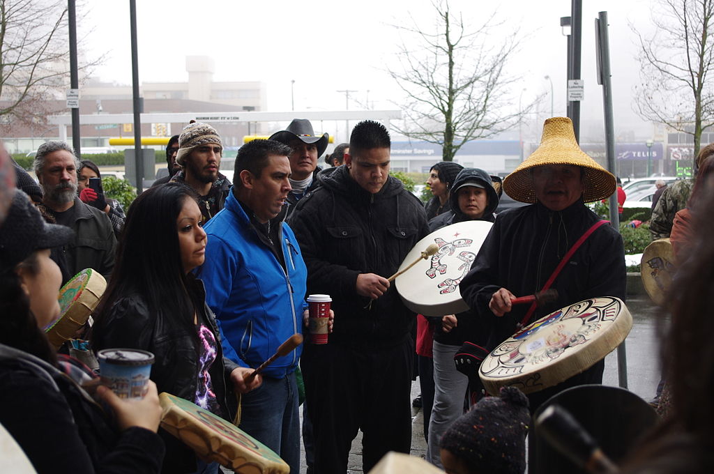 Photograph of First Nation people in Vancouver protesting