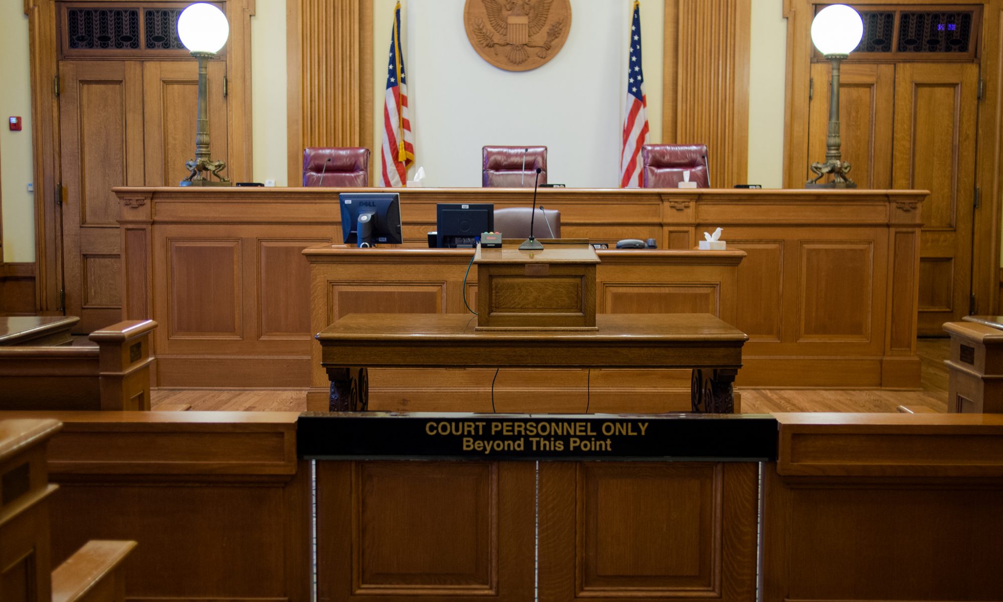Photograph of an empty courtroom