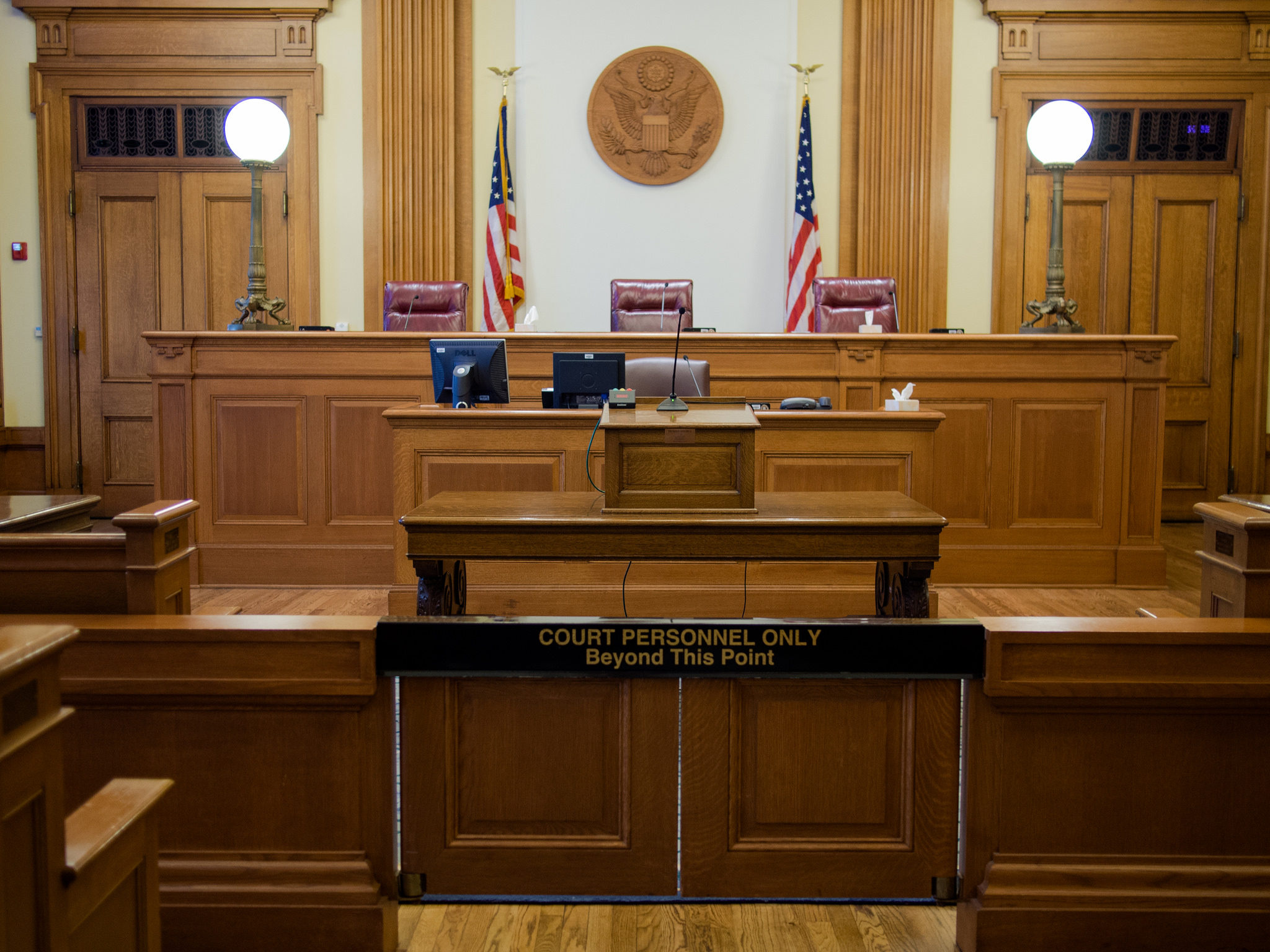 Photograph of an empty courtroom