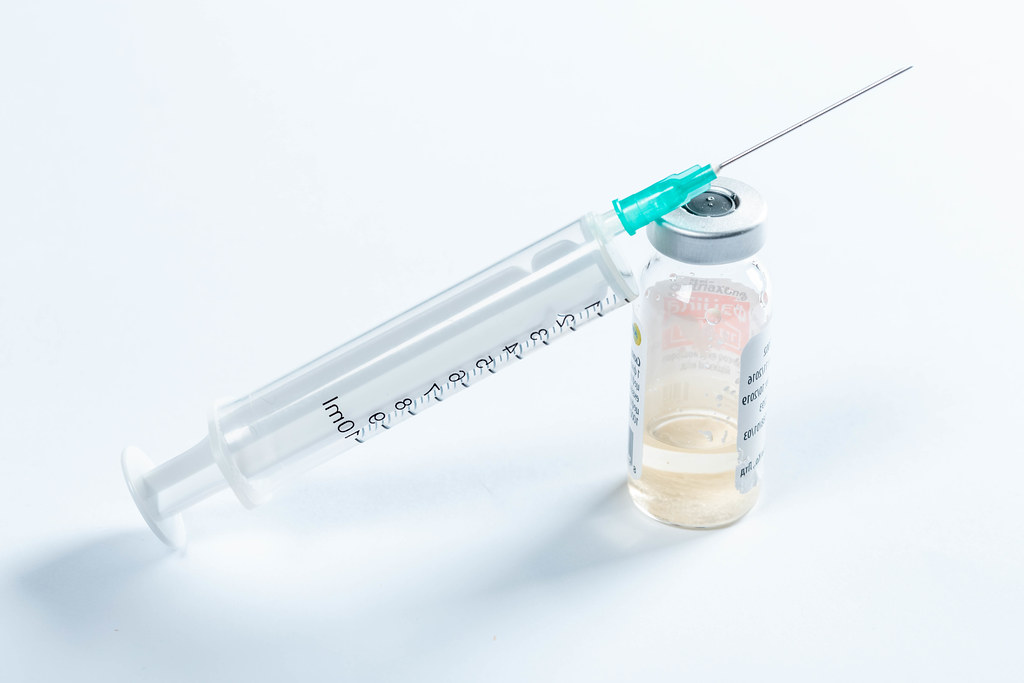 photograph of syringe and bottle of antiobiotics
