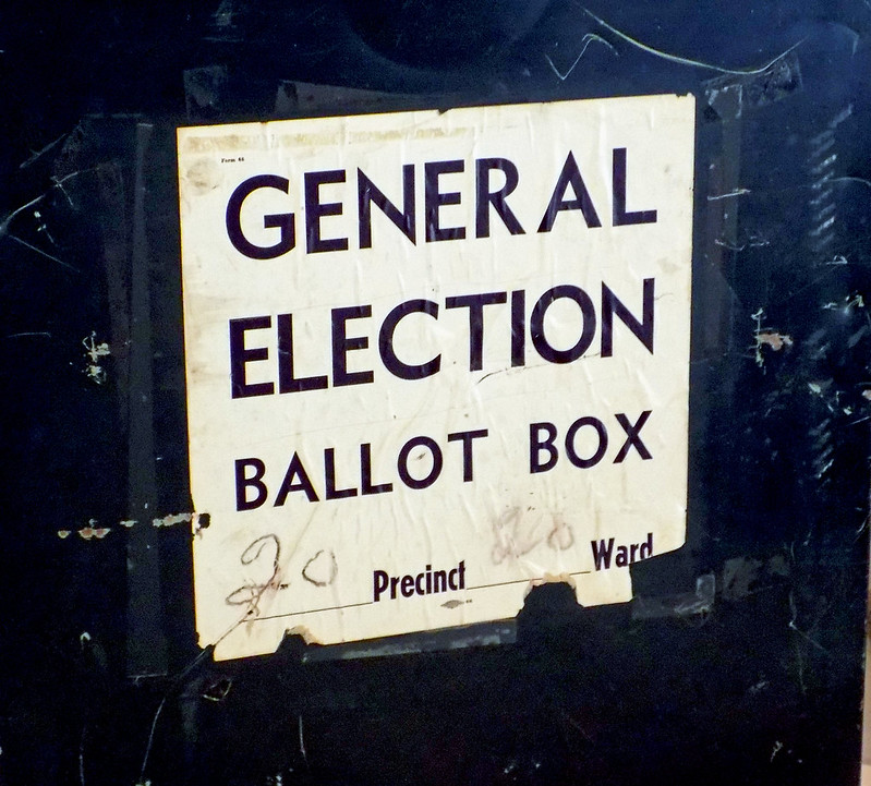 close-up photograph of old ballot box