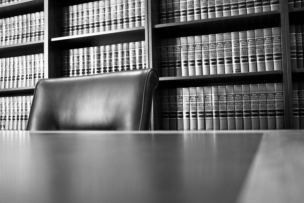 black and white photograph of judges' library