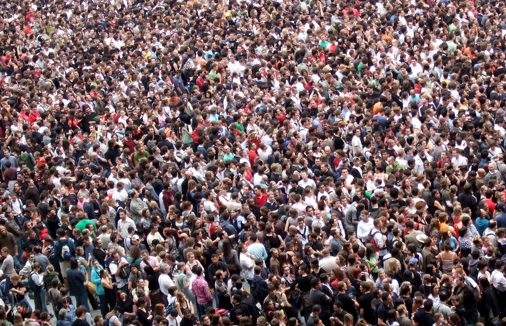 photograph of tightly-packed crowd