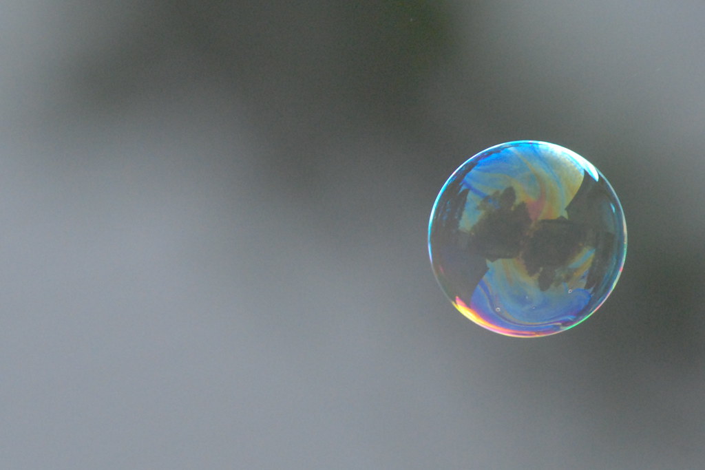 photograph of bubble floating