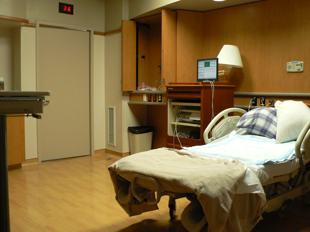 photograph of private hospital room with comfort items