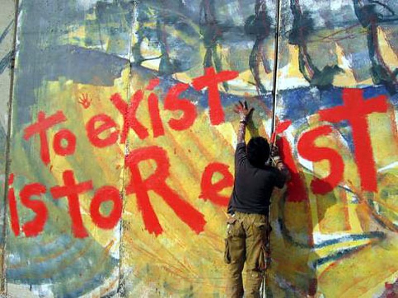 photograph of "to exist is to resist" mural