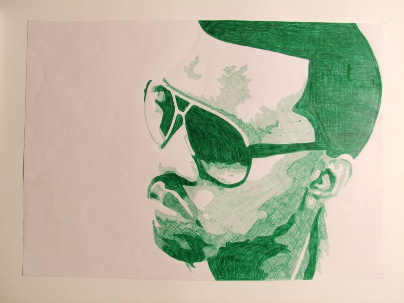 Drawing of Kanye West in profile