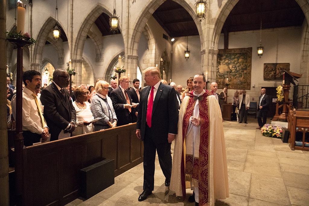 photograph of Trump at Catholic church