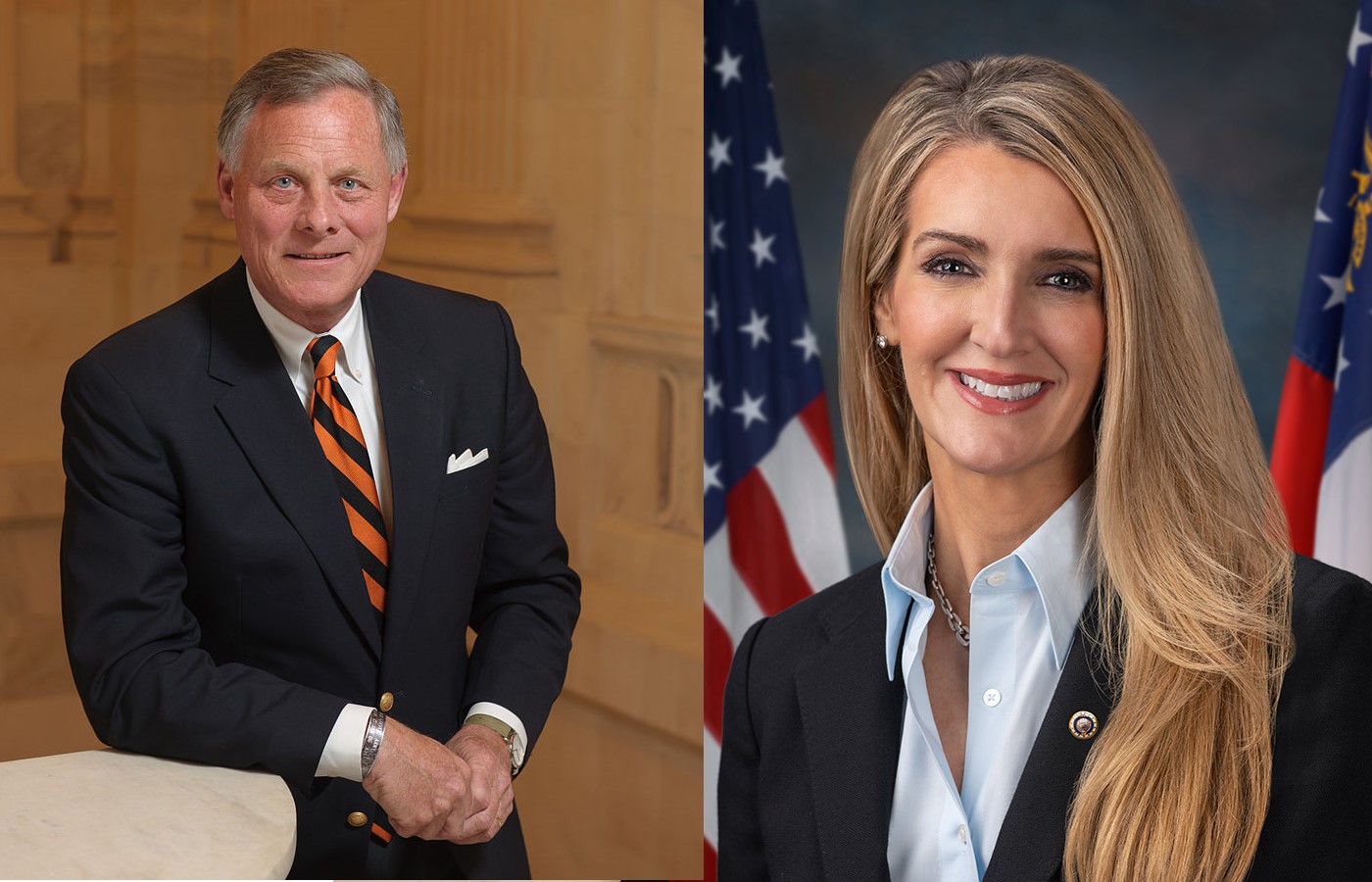 headshots of Richard Burr and Kelly Loeffler