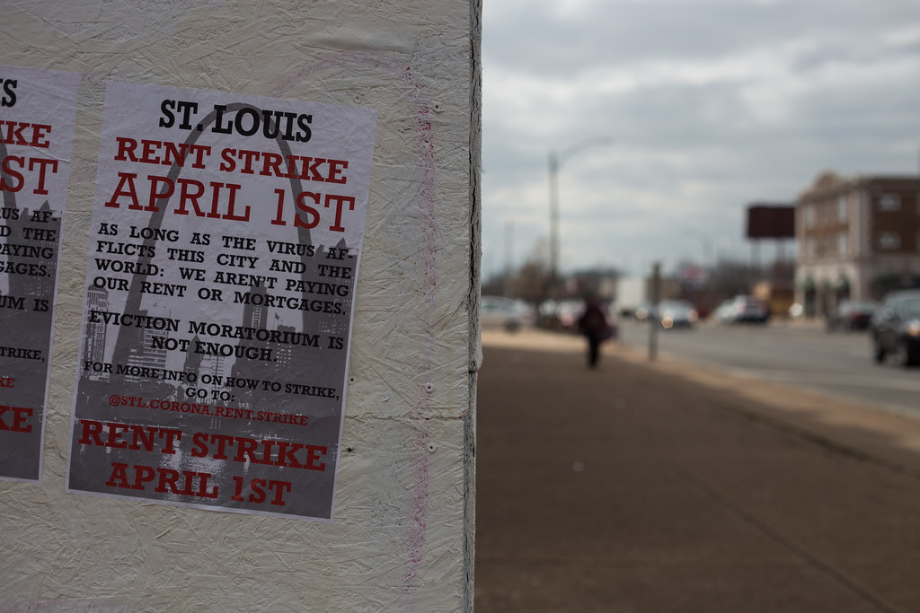 photograph of "Rent Strike" poster