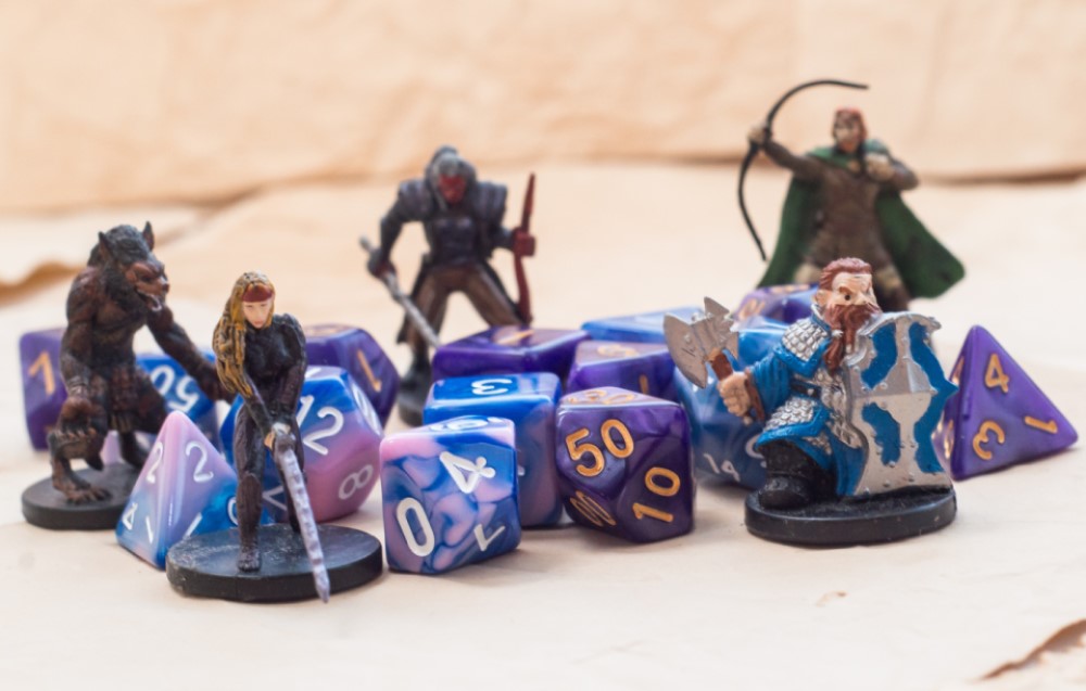 photograph of D&D figurines and dice