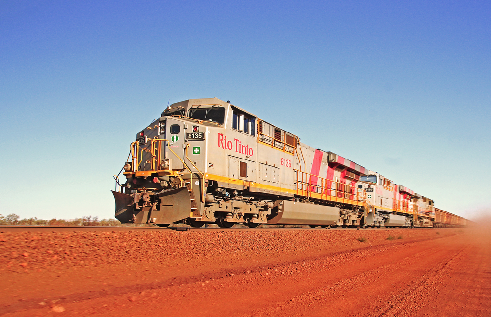 photograph of Rio Tinto train cutting through landscape