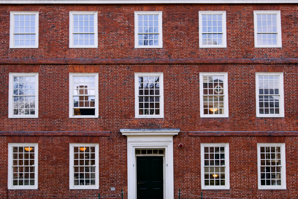 photograph of exterior of classroom building at Harvard