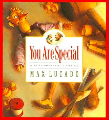 Book cover for You Are Special with an illustration featuring an illustration of a smiling wooden puppet-man surrounded by various wooden toys.