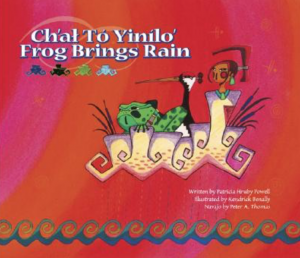 Cover image featuring a stylistic drawing of the indigenous figure known as First Woman with a frog and other animals