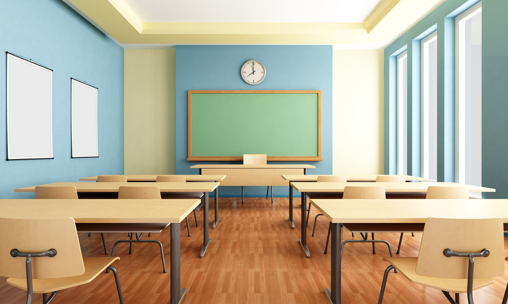 photograph of bright empty classroom