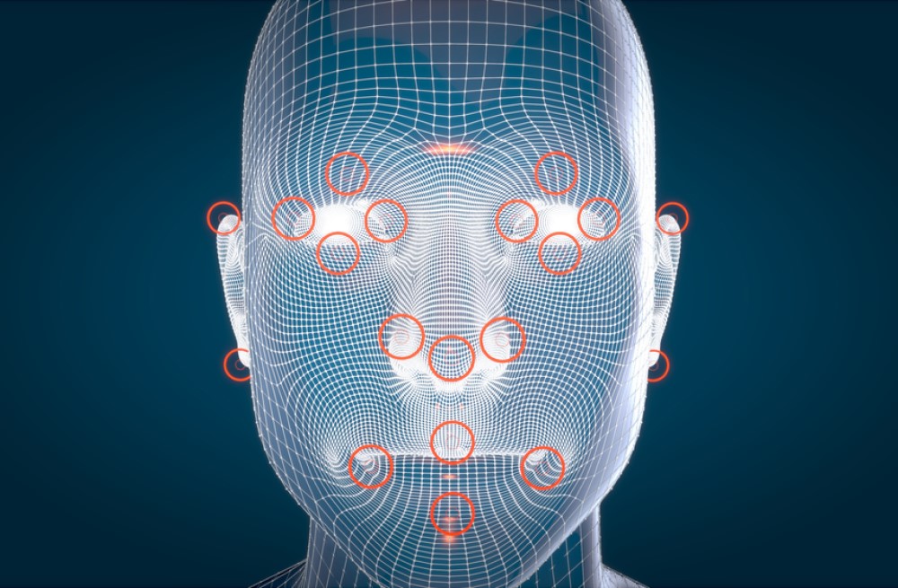 3d image of human face with severalpoints of interest circled