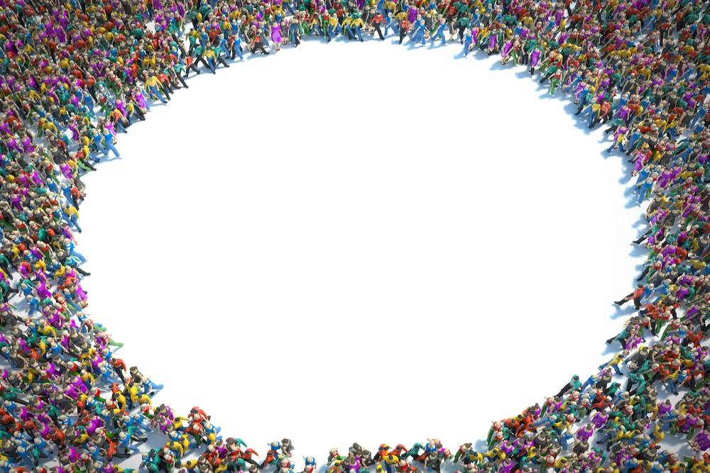 image of crowd with empty circle in the middle