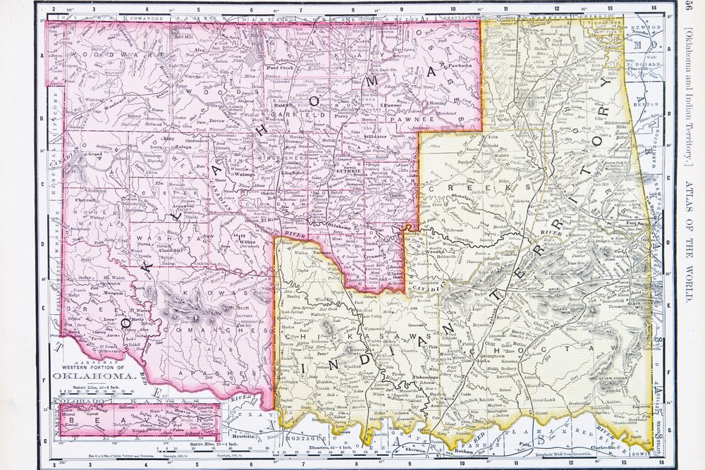image of old Oklahoma map designating "Indian Territory"
