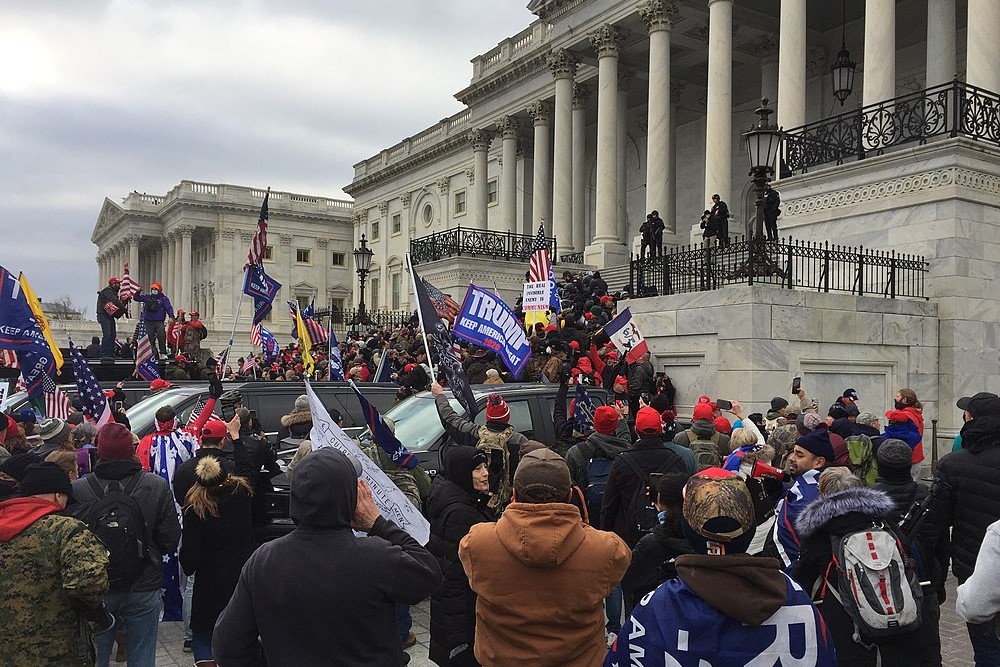 photograph of rioters in front of Capitol