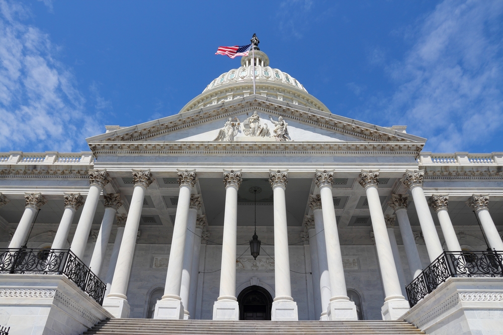 photograph of Capitol building looking up from below