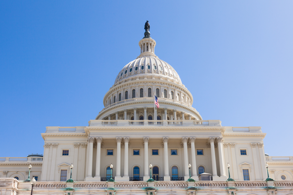 photograph looking up at US Capitol Building