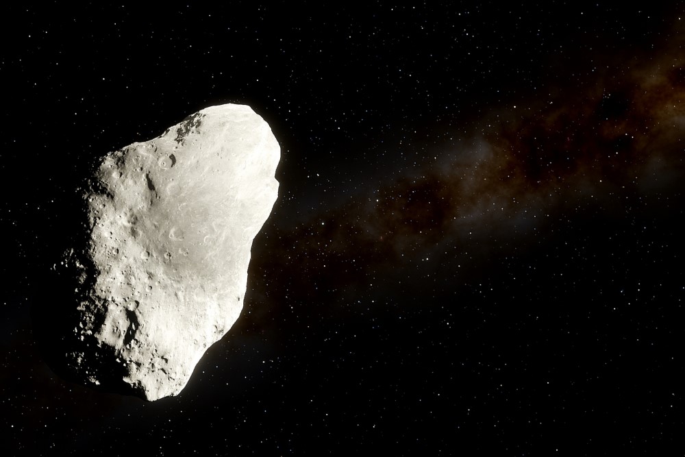 image of asteroid in deep space