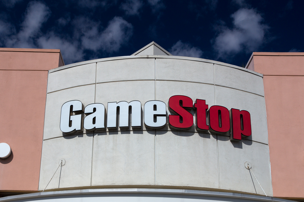 photograph of GameStop store exterior sign