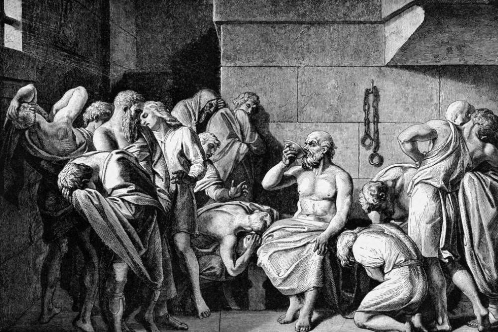 image of Socrates drinking hemlock