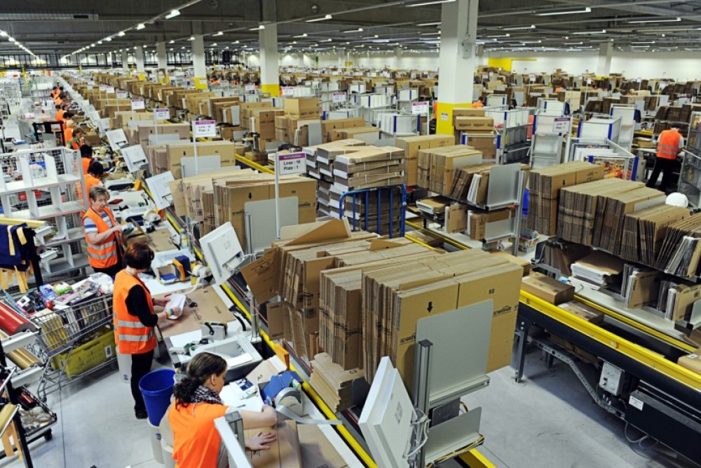 photograph of amazon warehouse