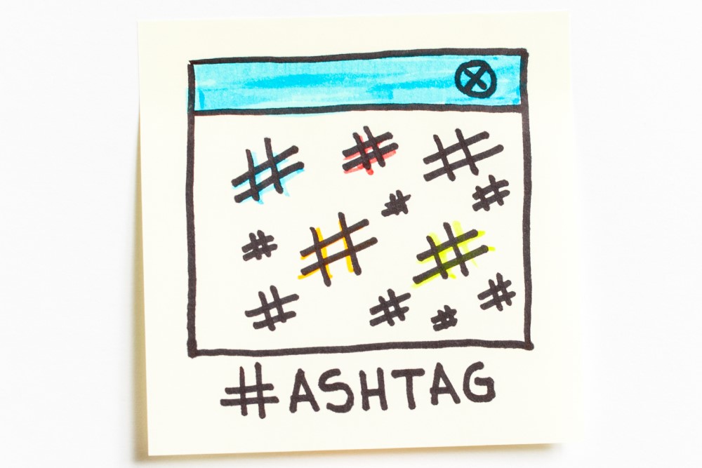 image of hashtags on sticky note