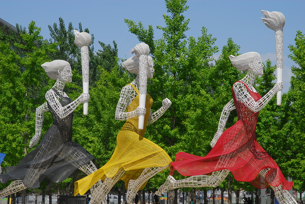 photograph of runner statues in Beijing's Olympic Park