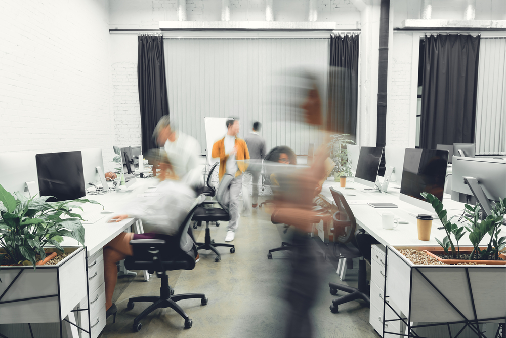 photograph of blurred motion in the office