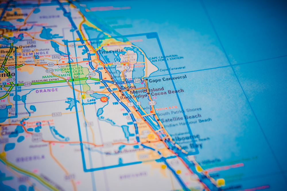 photograph of Florida road map