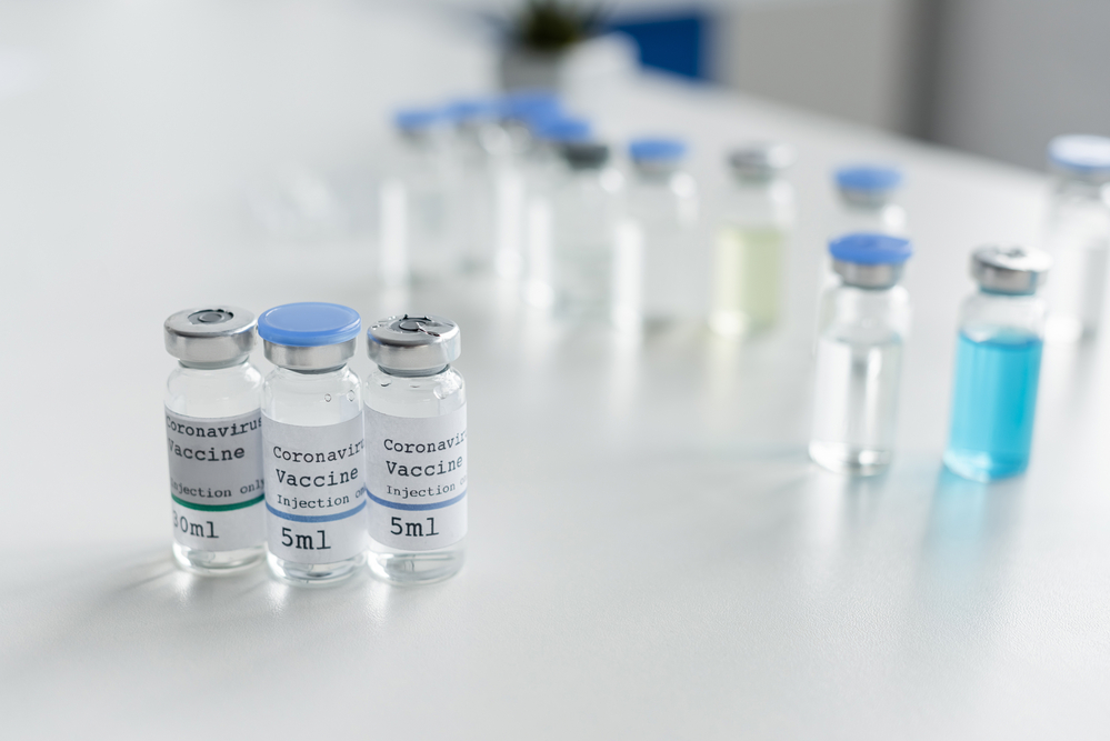 photograph of covid vaccine ampules
