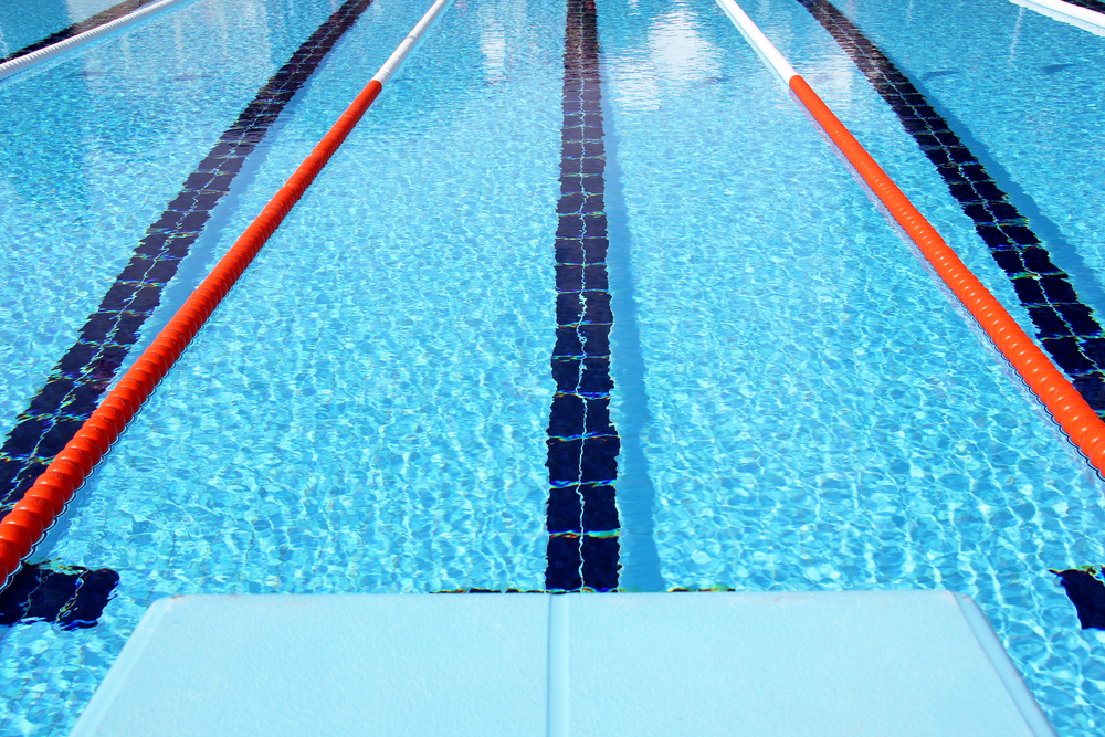 photograph from diving board of Olympic pool lane