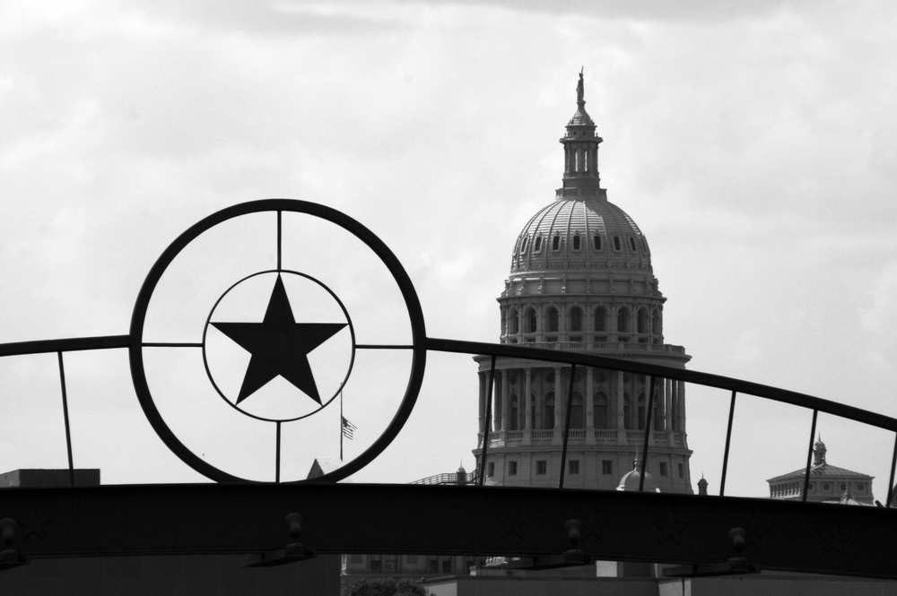 black-and-white photograph of Texas State Capitol Building