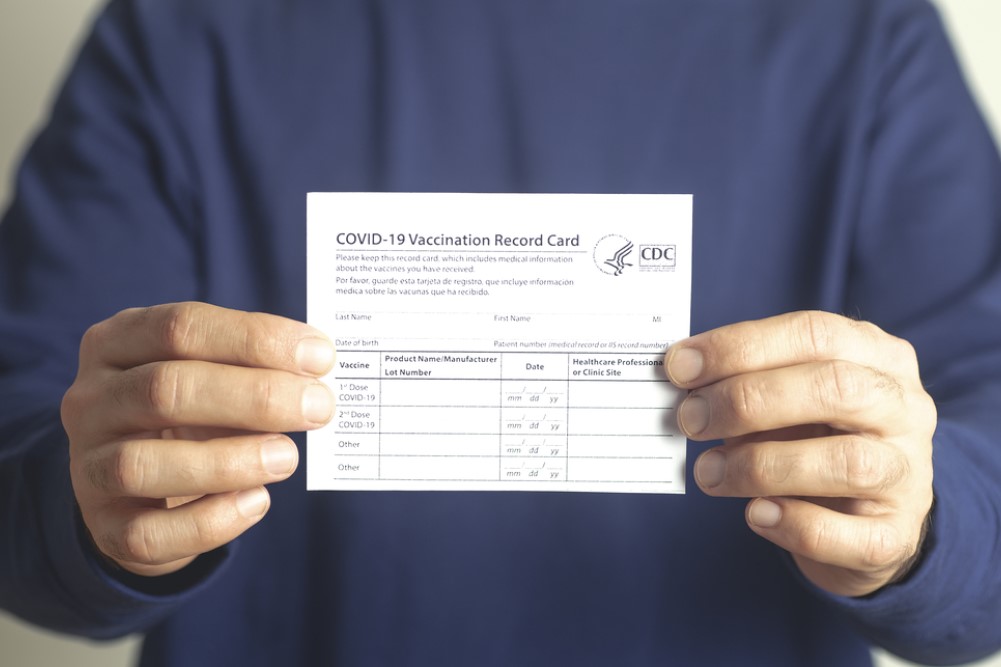 photograph of COVID immunization card